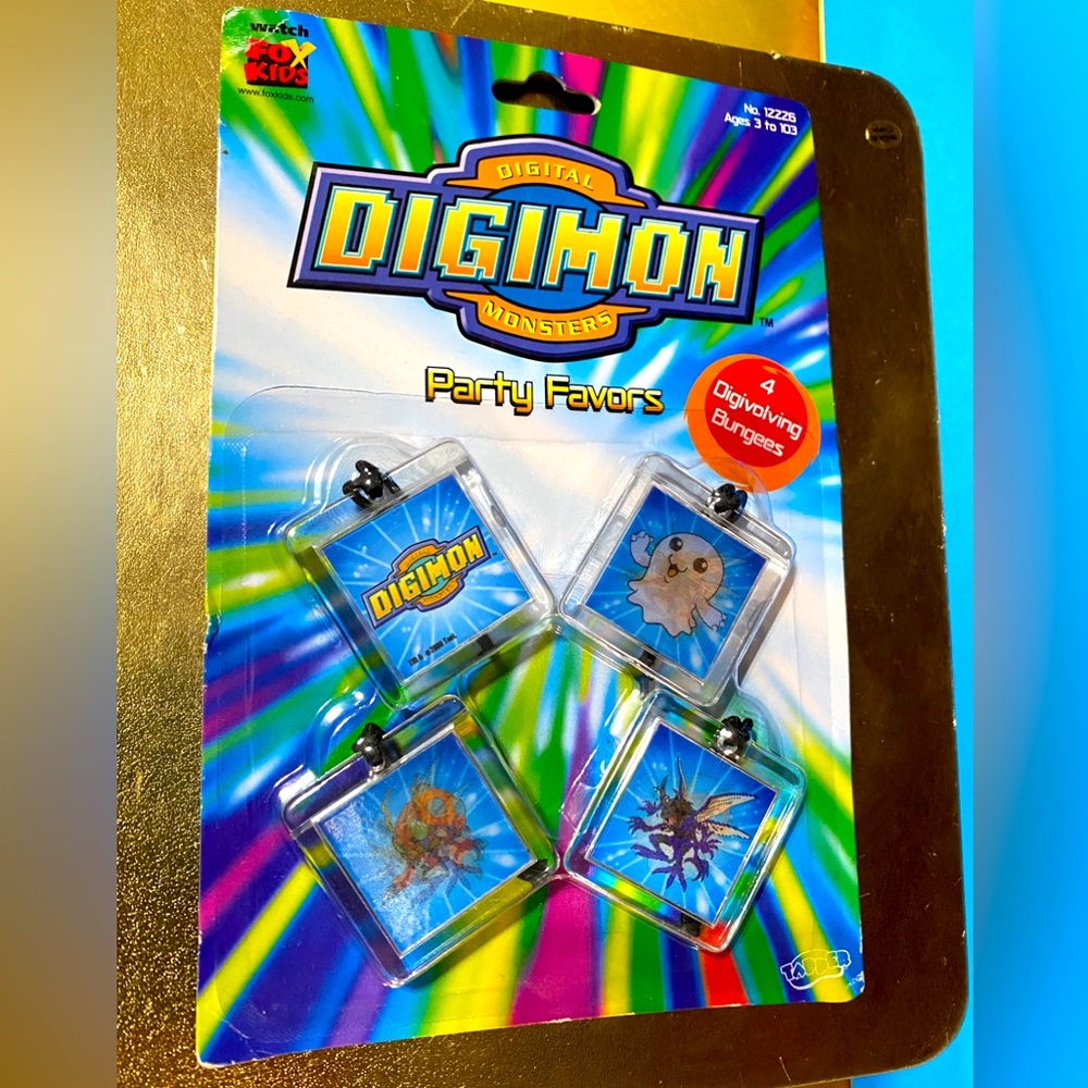 DIGITAL DIGIMON MONSTERS VTG 2000 NWT PARTY FAVORS 4 DIGIVOLVING BUNGEES TAPPER